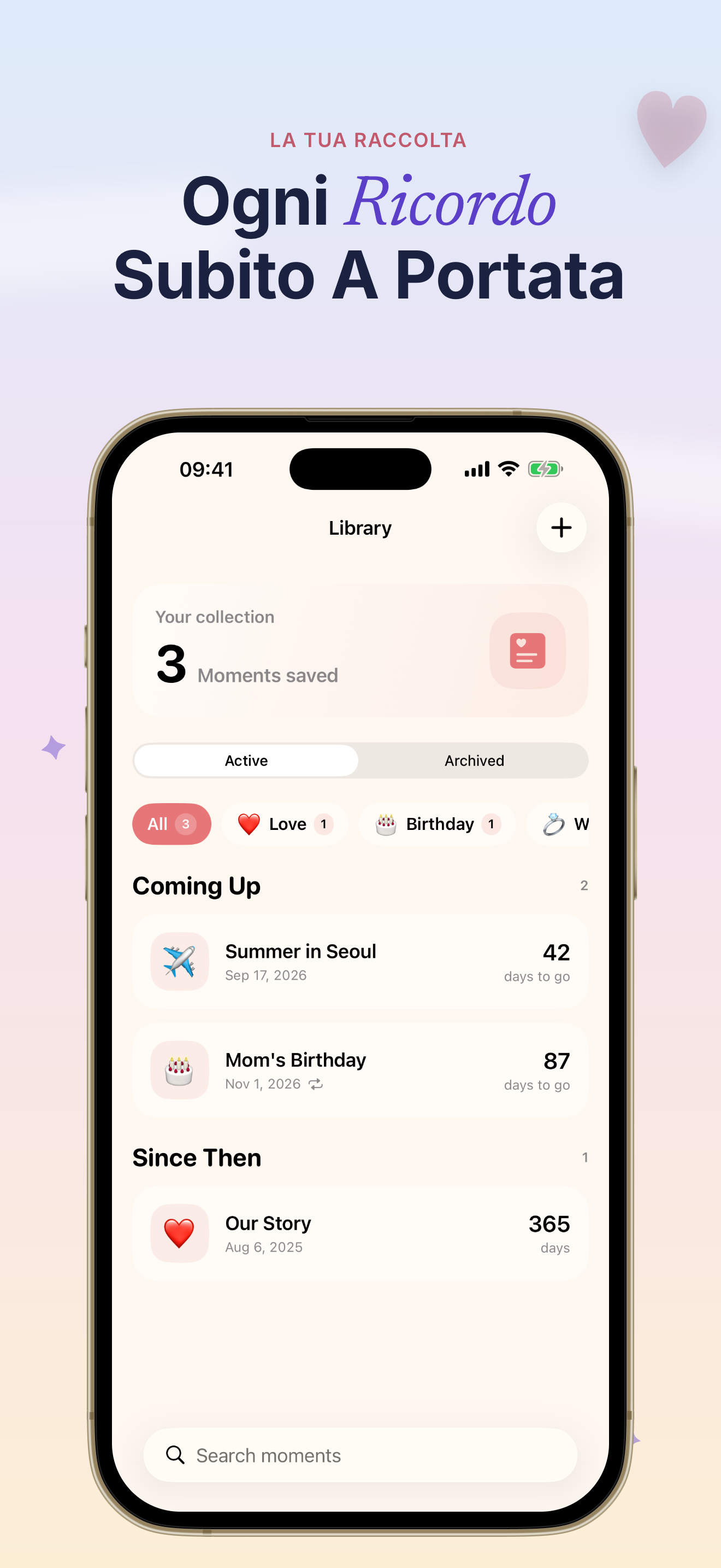 Screenshot dell'app Dayly conto alla rovescia D-Day 3