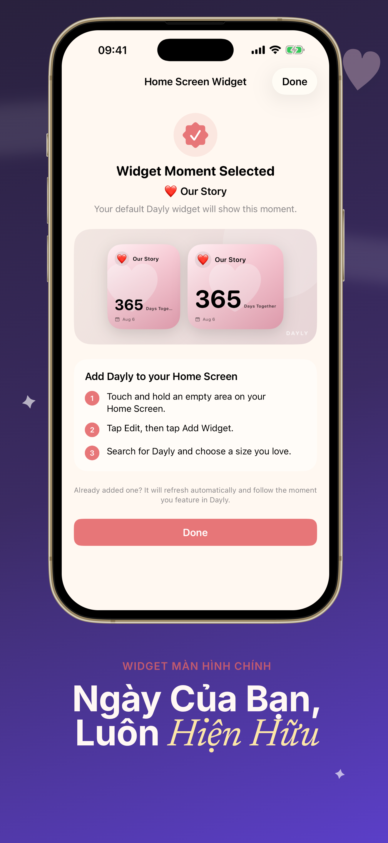 Ảnh chụp màn hình app Dayly đếm ngược D-Day 5